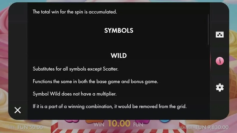 Sugar Wins - símbolos doces do slot